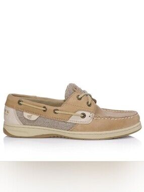 Sperry Beige Tan Leather Mesh Boat Shoe
